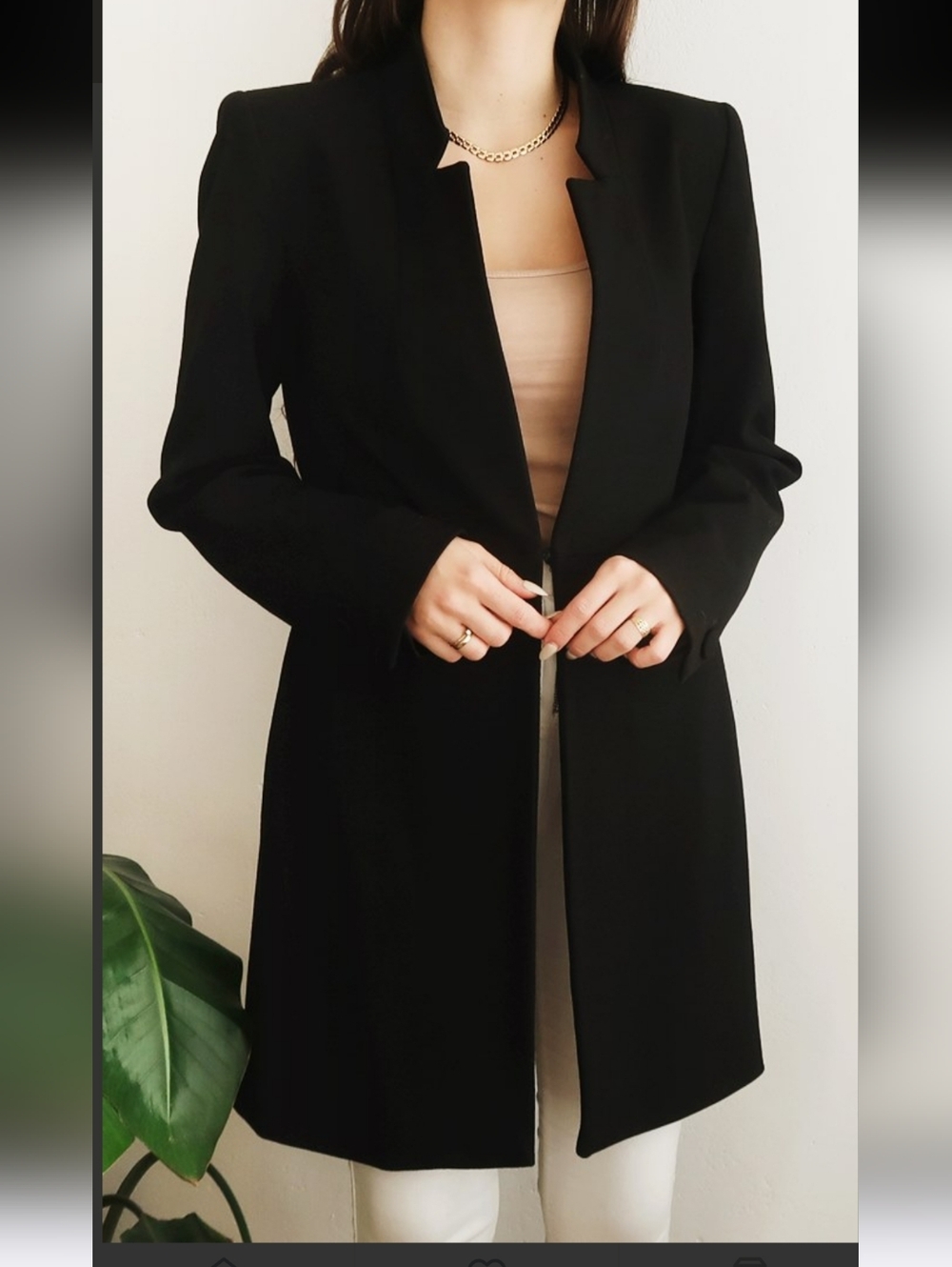 NWT ZARA WOMEN INVERTED LAPEL FROCK COAT LONG BLAZER BLACK Size S - Picture 5 of 16